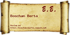 Boschan Berta névjegykártya